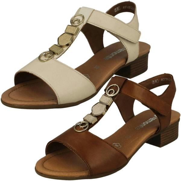 Remonte Ladies Remonte Block Heeled T-Bar Detailed Sandals D0P52
