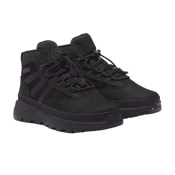 Timberland Kids Euro Trekker Leather Lace Up Mid Boots - Black