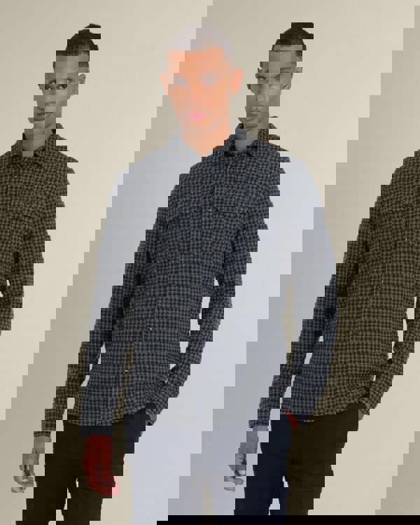 Larsson & Co Ommel - Houndstooth Jersey Casual Overshirt