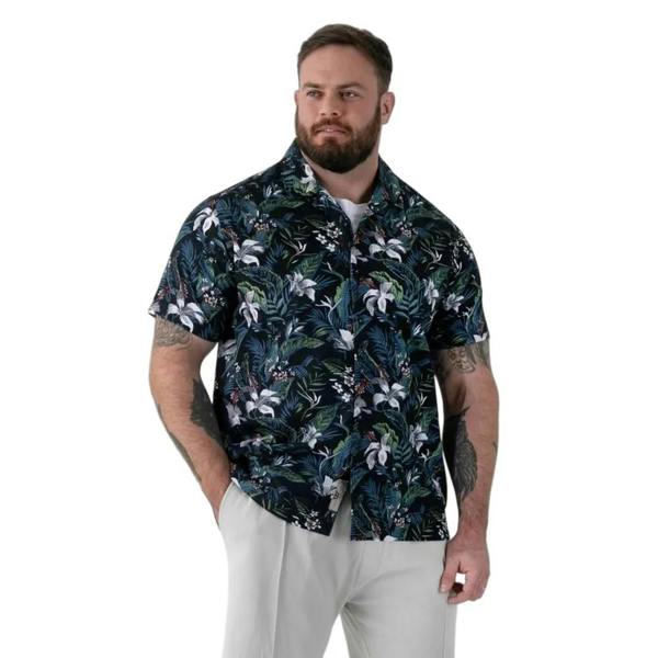 Duke Mens Corden D555 Hawaiian Kingsize Short-Sleeved Resort Shirt - Blue - 