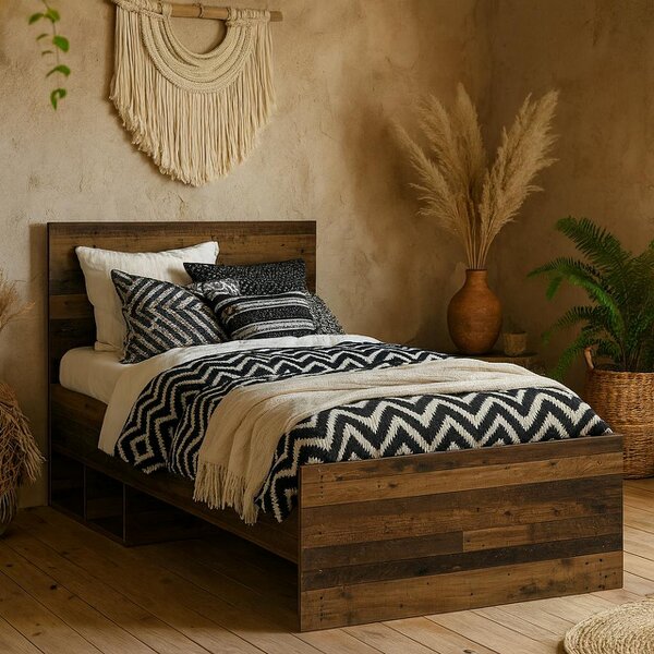 Wyld Haus Whimwick Single 3ft Walnut Industrial Bed Frame