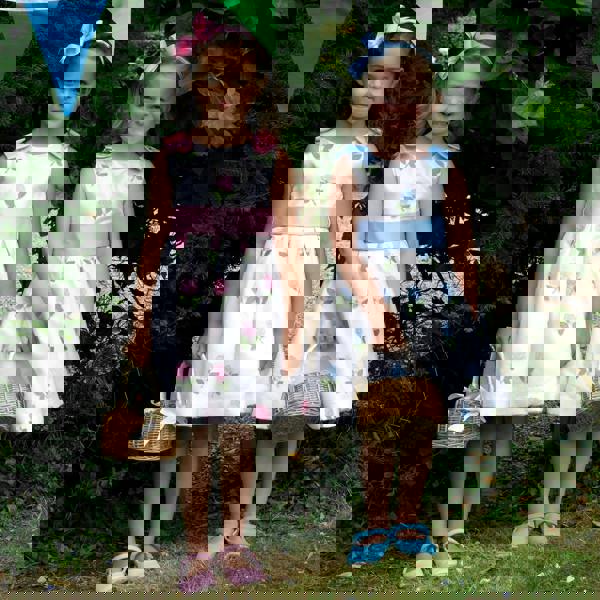 Rachel Riley Blue Rose Embroidered Organza Dress