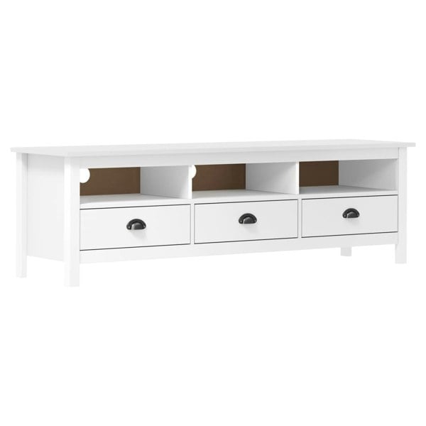Berkfield TV Cabinet Hill White 158x40x47 cm Solid Pine Wood