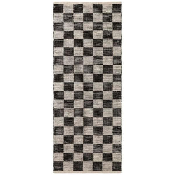Handloom Jute Rug Natural White Black, Reversible, Long-lasting, checkerboard design.