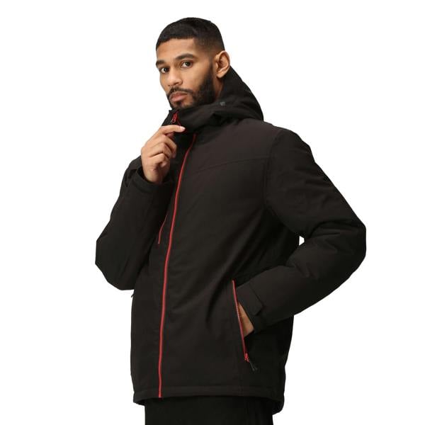 Regatta Professional Mens Insulated Waterproof Jacket - Black/Classic Red - 