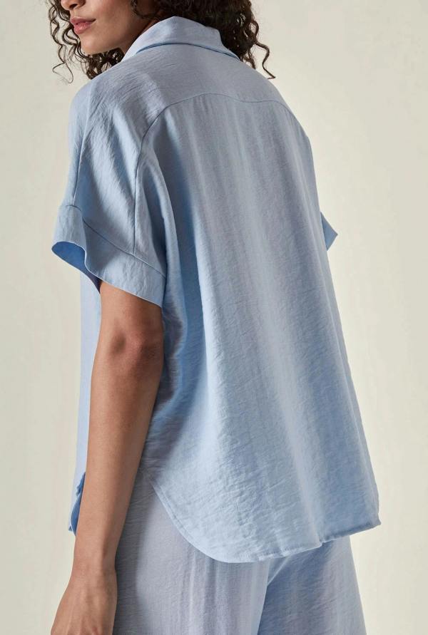James Lakeland Relaxed Short Sleeve Blouse – Powder Blue