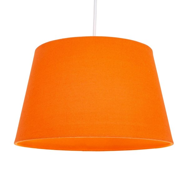 Traditional 30cm Vivid Orange Linen Fabric Drum Table/Pendant Shade 60w Maximum Image 2