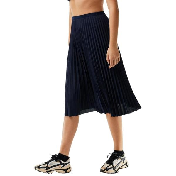 Lacoste Womens/Ladies Pleated Polyester Midi Skirt - Navy Blue - 