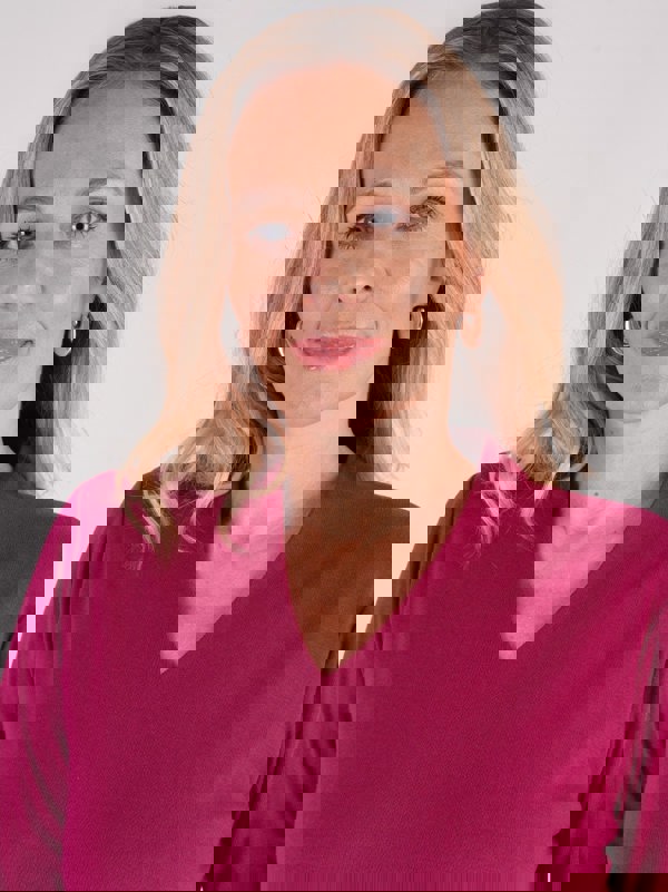 PennyPlain High Back V-neck Top - Raspberry