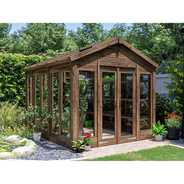 Dunster House Growzilla Wooden Greenhouse W2.4m x D3.0m / W8' x D10' with 4mm Glass and Automatic Vent Opener