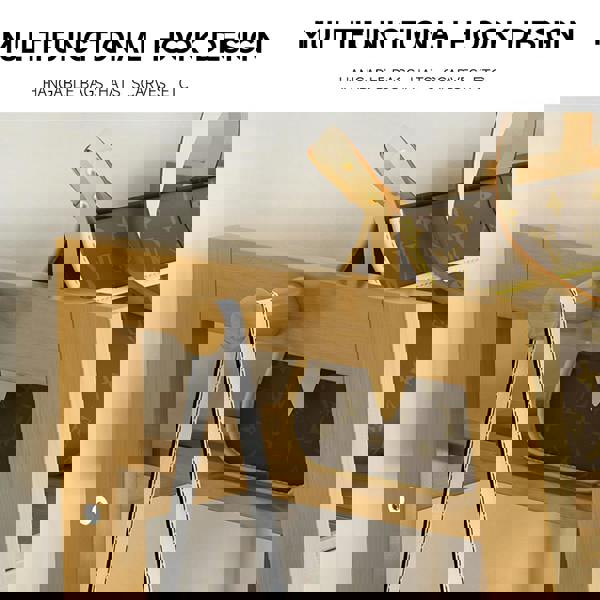 Living and Home Bamboo Bedroom Garment Clothes Rack 7 Tier Storage Shelf Coat Clothing Hanging Rack - Natural