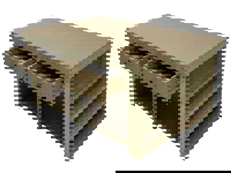 Arbor Garden Solutions Wooden Workbench MDF Top with Extra shelving and Drawers Depth-3ft