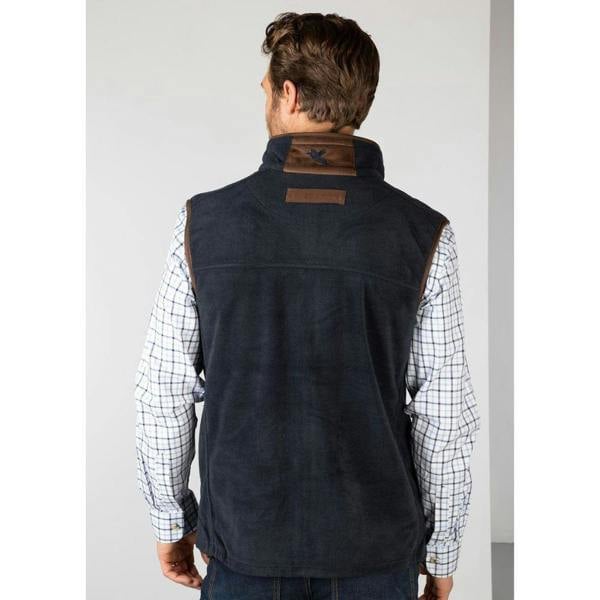 Model wearing the Ink Rydale Men's Huggate Fleece Waistcoat from the rear