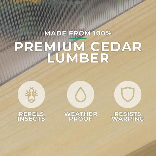 Yardistry Wooden Potting Shed & Greenhouse 6.7ft x 6ft (2.3m x 2m), Meridian Series 100% premium Cedar (Cunninghamia Lanceolata) 10