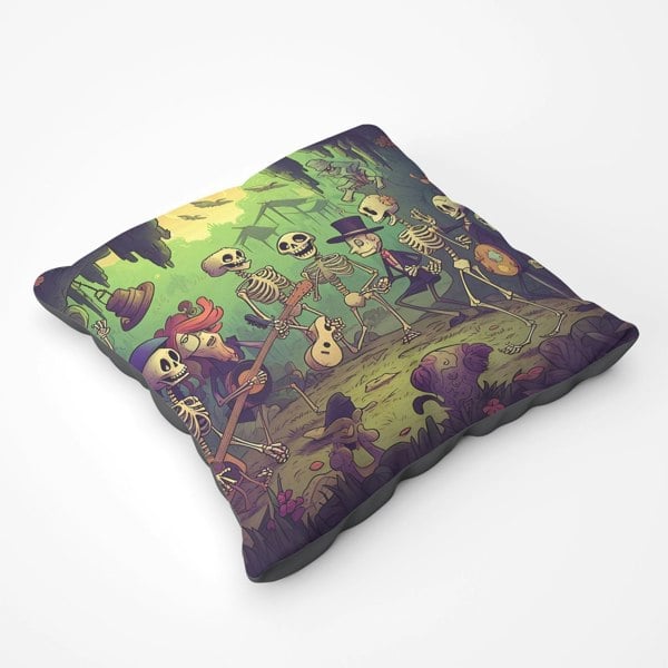 Warren Reed Cartoonish Askeletons Having A Party Floor Cushion