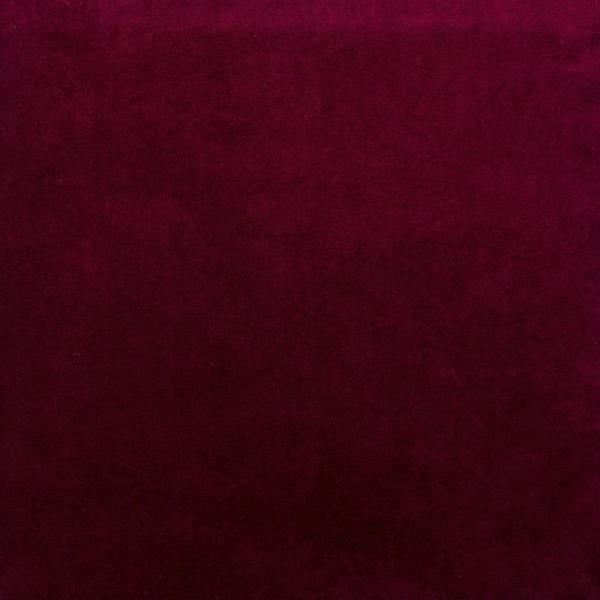 A flat overhead view of wine red matt velvet fabric, showing the rich deep colour and smooth velour finish.