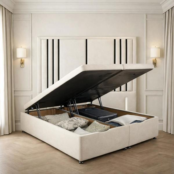 Great British Beds Valentina Headboard with Contrast Border Divan Ottoman Bed