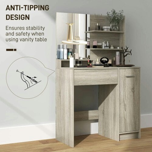 Wyld Haus Marini Wood Effect Dressing Table And Stool Set With Storage