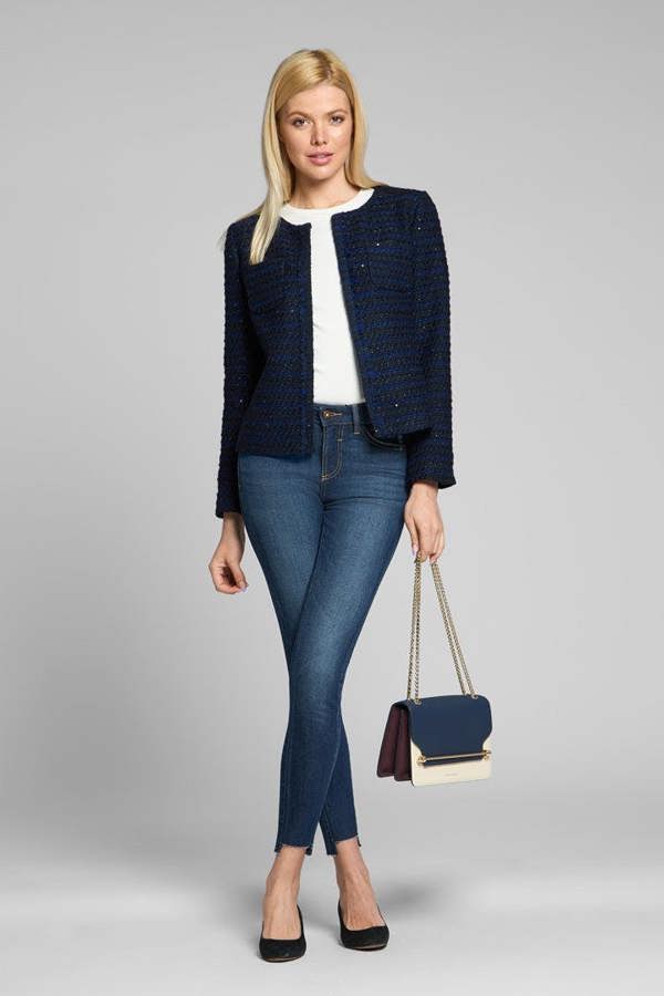 Rumour London Camille navy tweed jacket