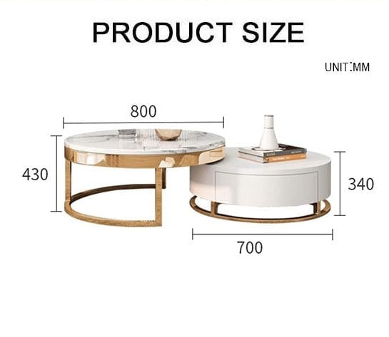 Regalia Coffee Table Set, White & Gold-Weilai Concept-Weilai Concept