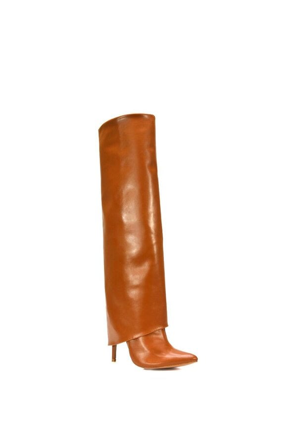 XY LONDON Foldover Knee High Boots With Stiletto Heel