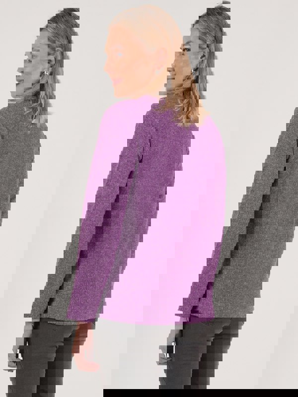 PennyPlain Ribbed Button Cardigan - Amethyst