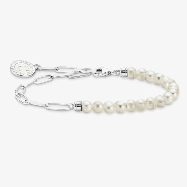 THOMAS SABO Silver Freshwater Pearl Bead Charm Bracelet A2129-158-14