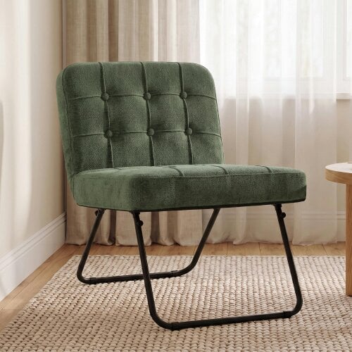 HOMCOM Foldable Accent Chair with Backrest, Wide Seat - Light Green