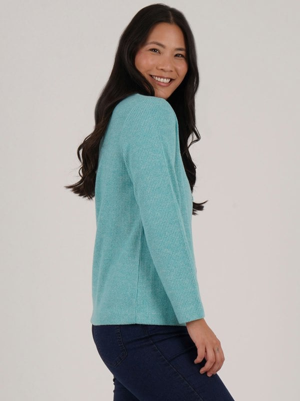 PennyPlain Ribbed Button Cardigan - Opal
