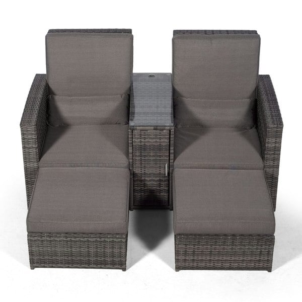 Giardino Nevada Double Reclining Rattan Sun Loungers Set