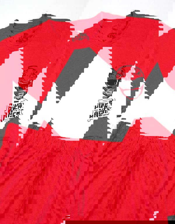 Power Rangers Mens Red Red Character Short Sleeve Long Leg Pyjama Set