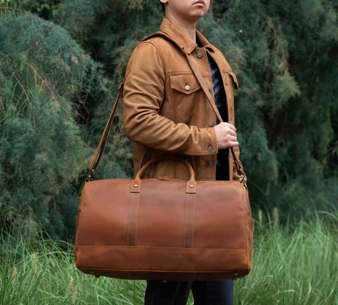 Touribag Genuine Leather Holdall Light Brown