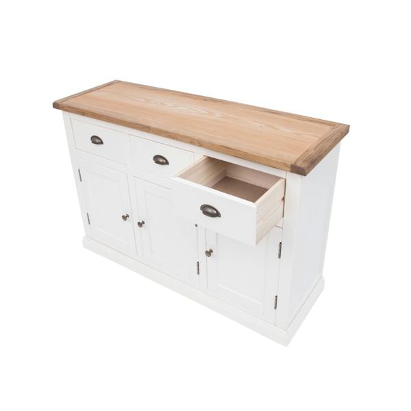Cabinet Bits Cosenza Off White 3 Drawer 3 Door Sideboard Brass Cup Handle