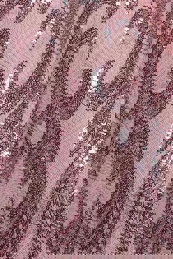 Embroidered Sequin Tassel Front Split Midaxi Dress - Blush Pink DR4590