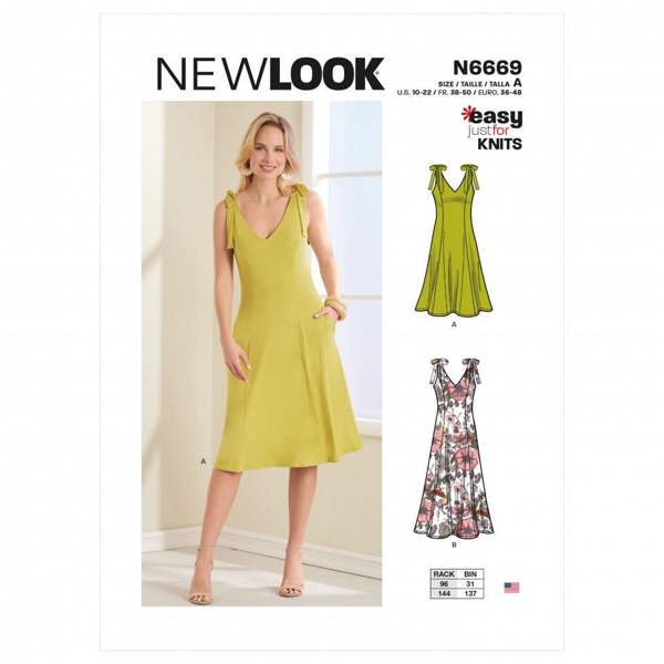 New Look Sewing Pattern 6669, Dresses for Women, A (10-12-14-16-18-20-22) - Easy