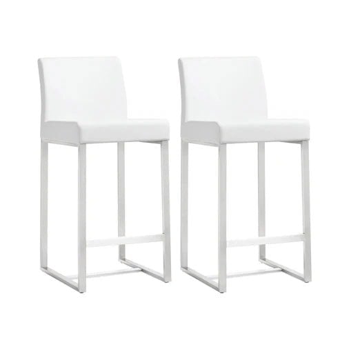 Furniture Edit Denmark White Stainless Steel Counter Stool Set of 2