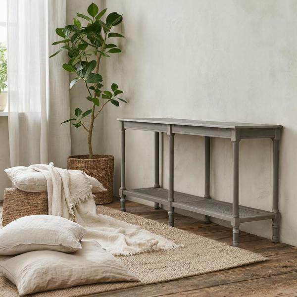 Wyld Haus Laurelbrook Large Console Table Rattan Shelf