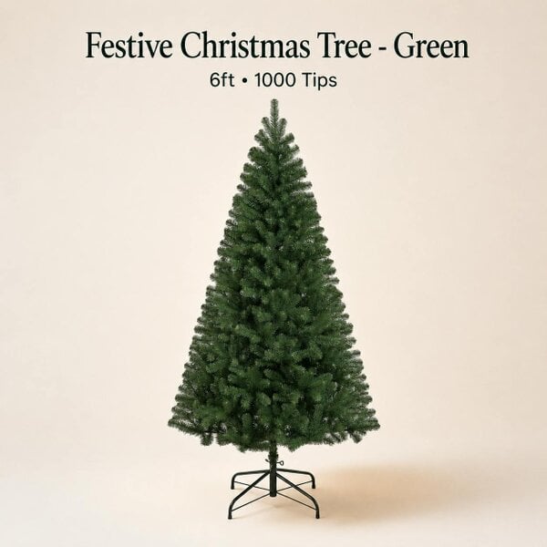 Outdoor Living Festive Christmas 6 FT Full Christmas Tree - Green