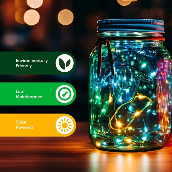 Gardenwize 20m Solar Multi-Coloured LED String Lights – 200 LEDs
