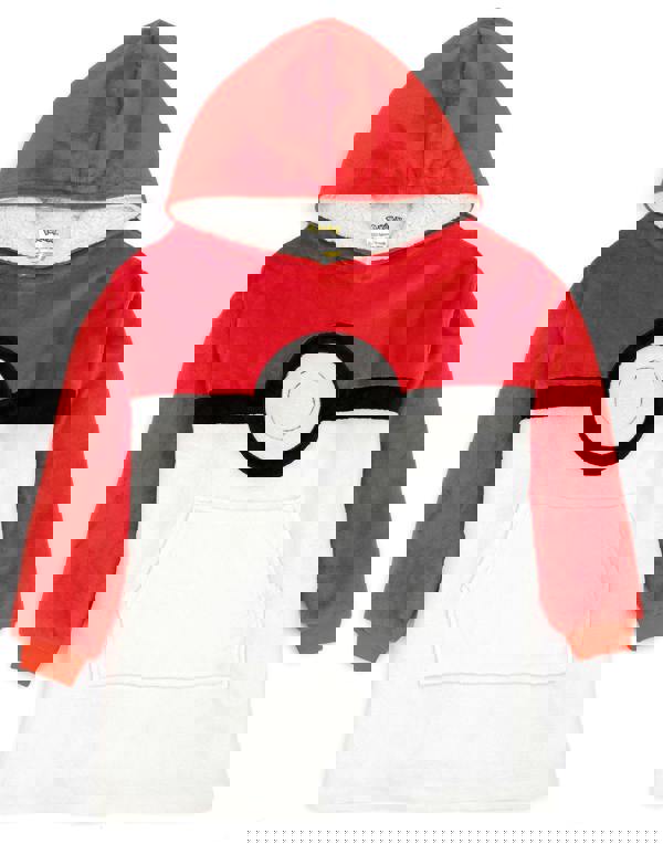 Pokemon Unisex Kids Red Pokeball Large Graphic Blanket Hoodie (One Size)