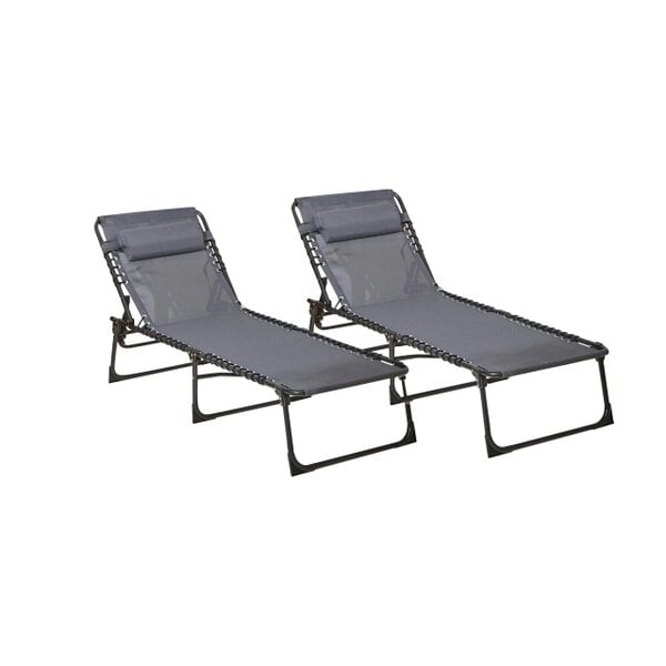 Neo Direct Two Neo Grey Outdoor Folding Sun Loungers