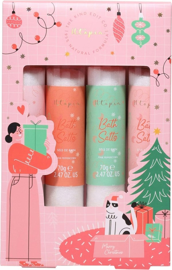 The Kind Edit Co. 5 in 1 Gift Set  : Bath Salts, Shower Gel, Body Lotion, Shower Flower, Hand Cream, Nail File,  Foot Lotion, Pair of Socks