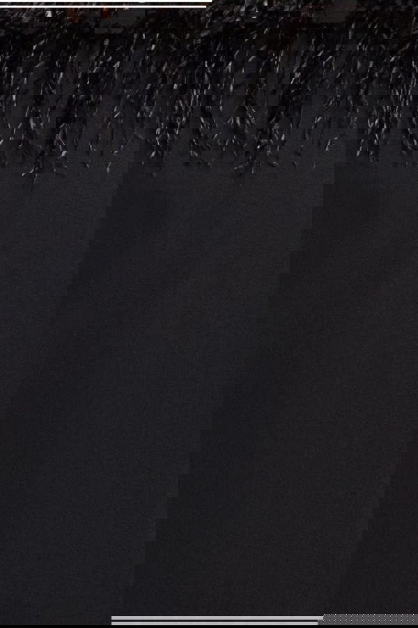 Off The Shoulder Feather Midi Dress - Black DR3200P