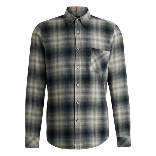 Boss Mens Rickert Cotton & Flannel Shirt - Grey