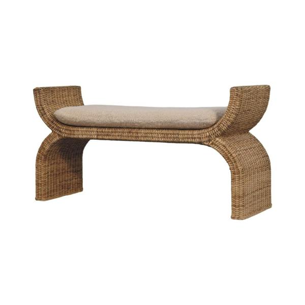 Artisan Furniture Solid Wood Rattan Weave Boucle Bench