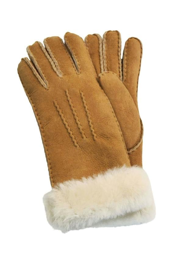 Infinity Leather Womens Genuine Sheepskin Suede Gloves with Fur Cuff
