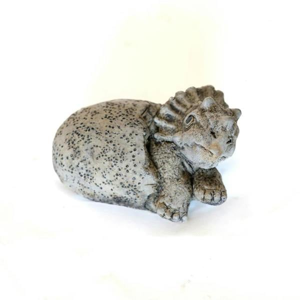 Small Stone Cast Triceratops Garden Sculpture Dinosaur Animal Statue