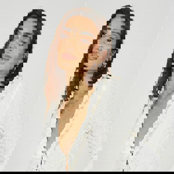 Brave Soul Cream Seersucker Frill Collar Tie Front Blouse - Cream Image 1