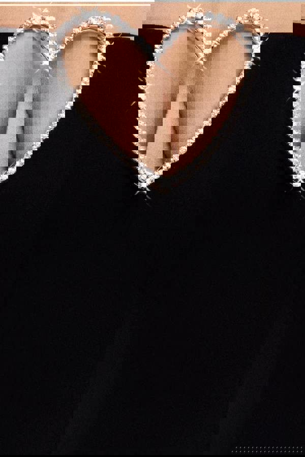 Diamante Heart Trim A-Line Mini Dress - Black DR4700