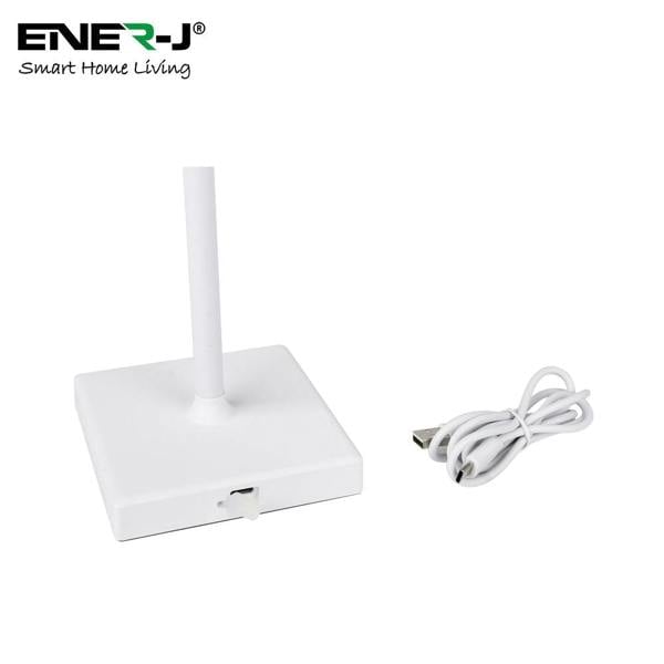 ENER-J Rechargeable Wireless LED Desk Lamp, 4W Dimmable Bedside Table Lamp, CCT Changing, Reading & Study Light, Black